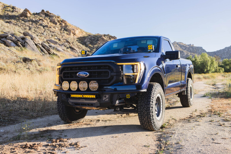Ford F-150 Front Bumper - DV8 Offroad - Tube, Prerunner - Micro-texture black with gray skid plate accents - `21-`23
